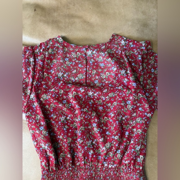 Urban Outfitters Women's Red Ditzy Floral Mini Dress Ruched Ruffle Small - Picture 8 of 8